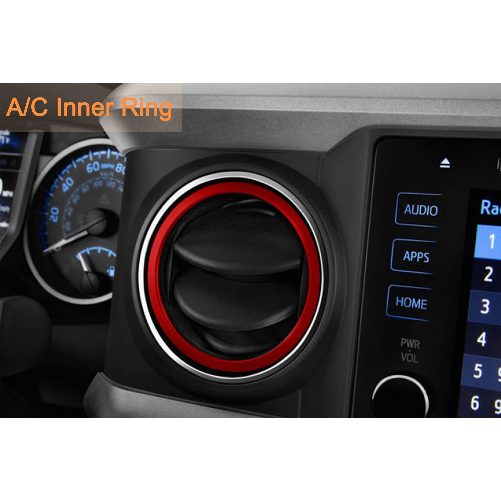 Jdmcar Compatible With Toyota Tacoma Accessories 2016-2022 2023 Premium Aluminum Alloy A/C Vent Ring Inner Trim Decoration Cover