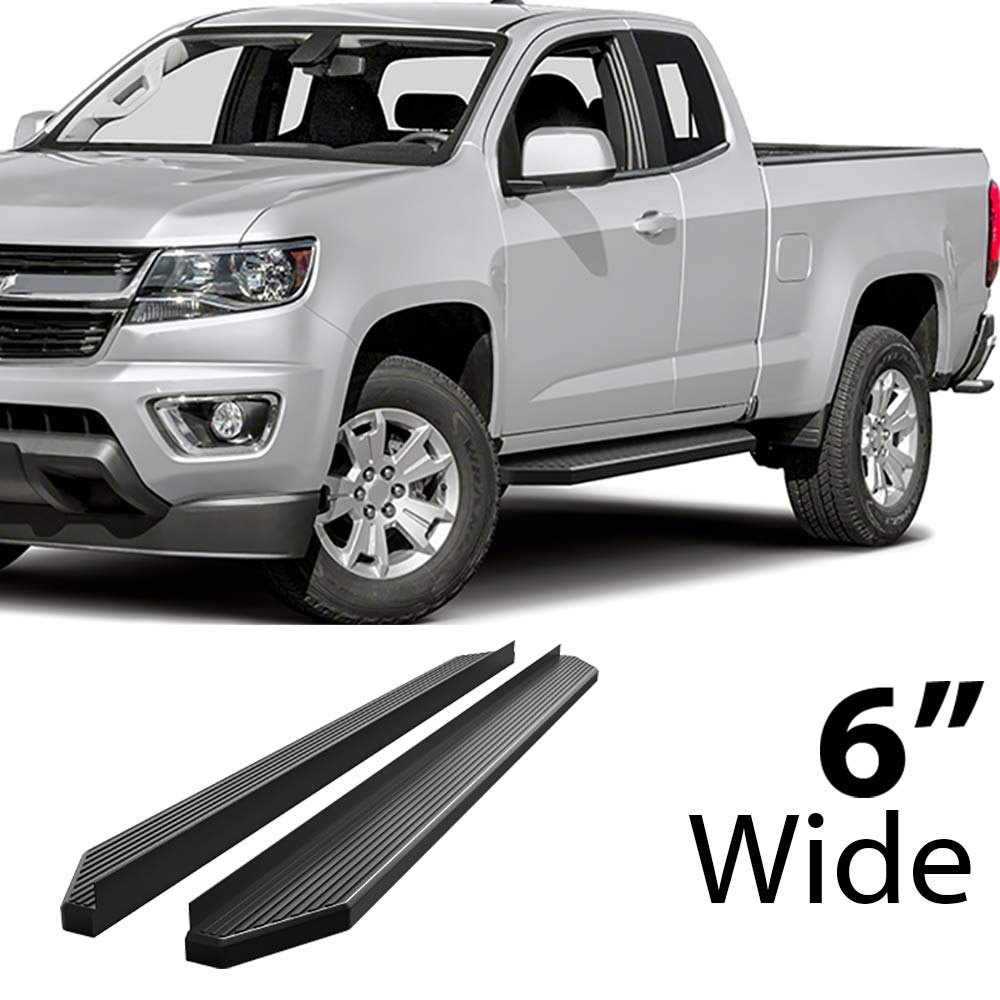 Hd Ridez Flat Style Running Board Black Compatible With Chevy Colorado Gmc Canyon 2015-2024 Extended Cab (Nerf Bar Side Steps Side Bars)