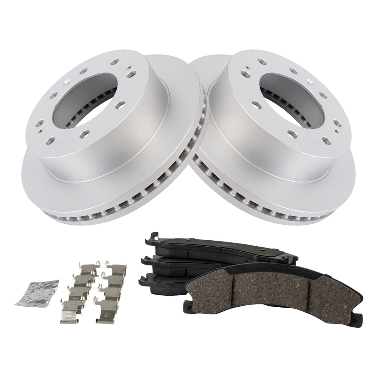 Trq Front Brake Pad & Rotor Kit Ceramic Premium G-Coated Compatible With 2016-2019 Chevrolet Suburban 3500 Hd