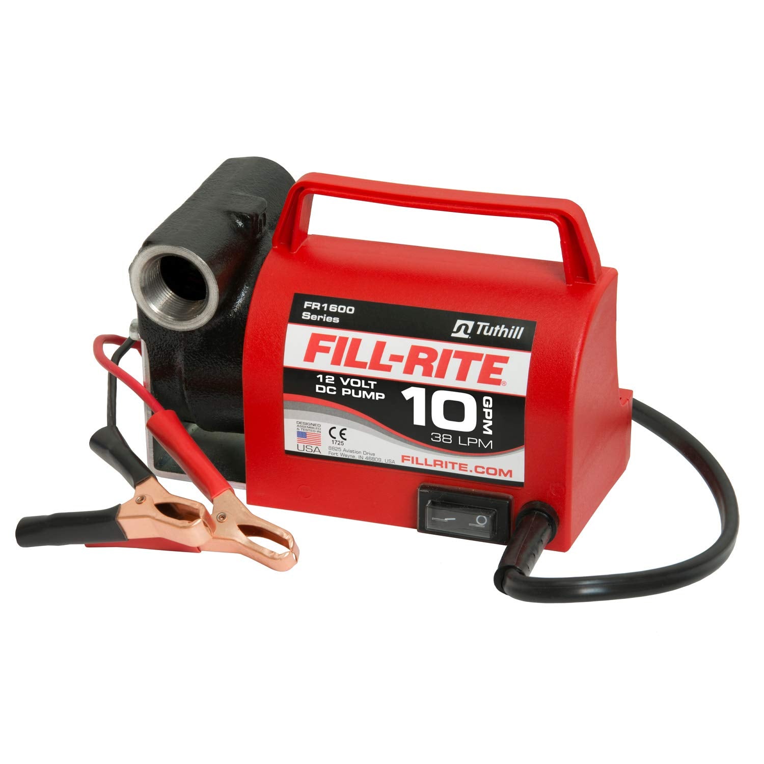 FillRite FR1612 12V 10 GPM Portable Fuel Transfer Pump for Diesel and Antifreeze with Power Cord, Red