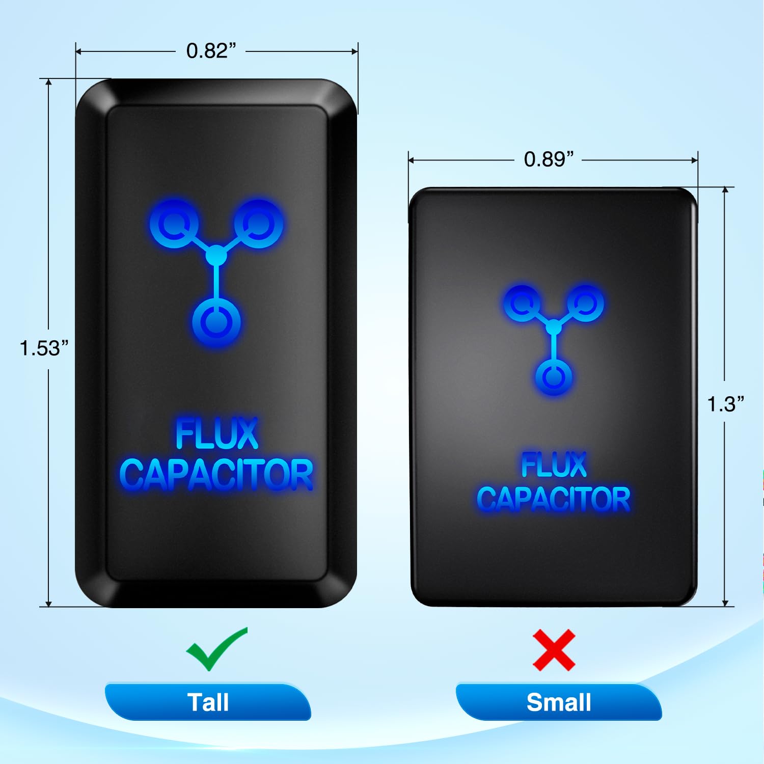 Nilight Flux Capacitor Push Button Switch 12V On Off Switches With Connector Wire Kit 1.54'' X 0.83'' Replacement For Toyota Fj