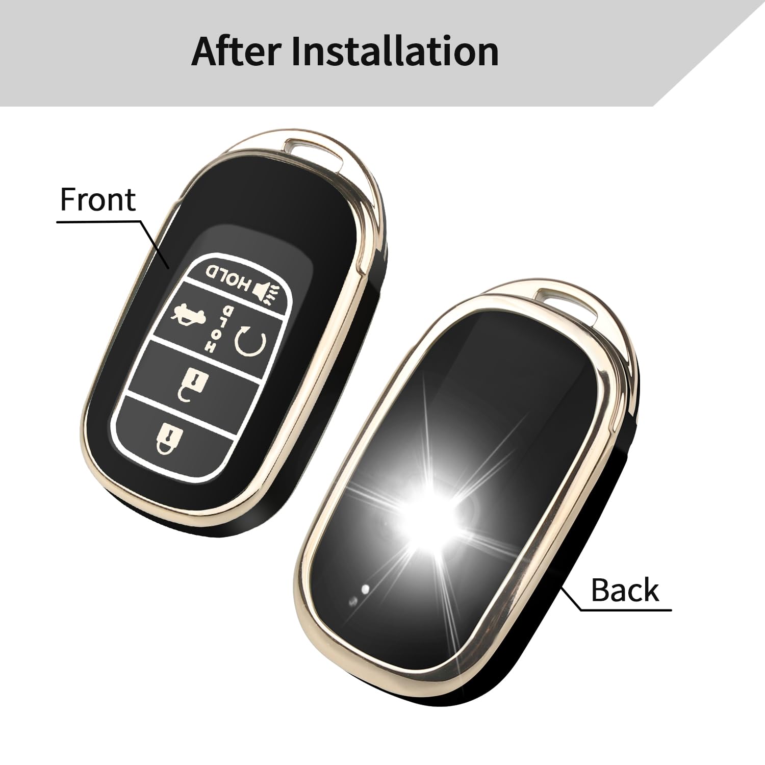 Qbuc For Honda Key Fob Cover, Soft Tpu Car Key Case Protector With Leather Keychain Compatible With Honda Accord Civic Hrv Crv P