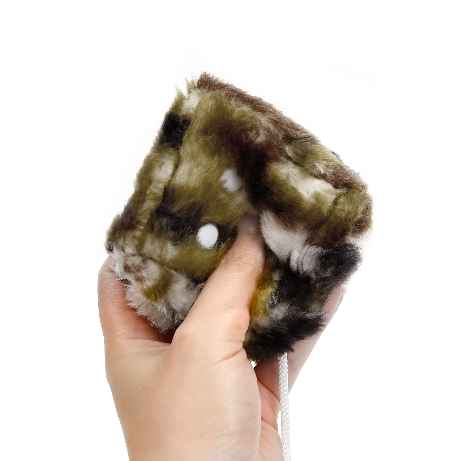 Ygmoner Camo Fuzzy Dice For Rear View Mirror, Pair Of 2.75 '' Plush Dice Retro Hanging Ornaments Car Interior Rearview Mirror De