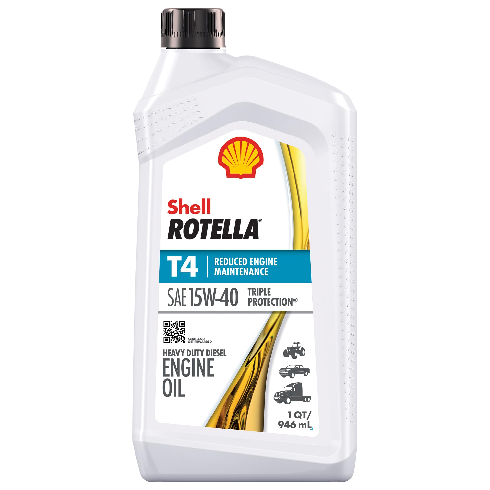 Shell Rotella T4 Triple Protection Conventional 15W-40 Diesel Engine Oil (1-Quart, Case Of 6)
