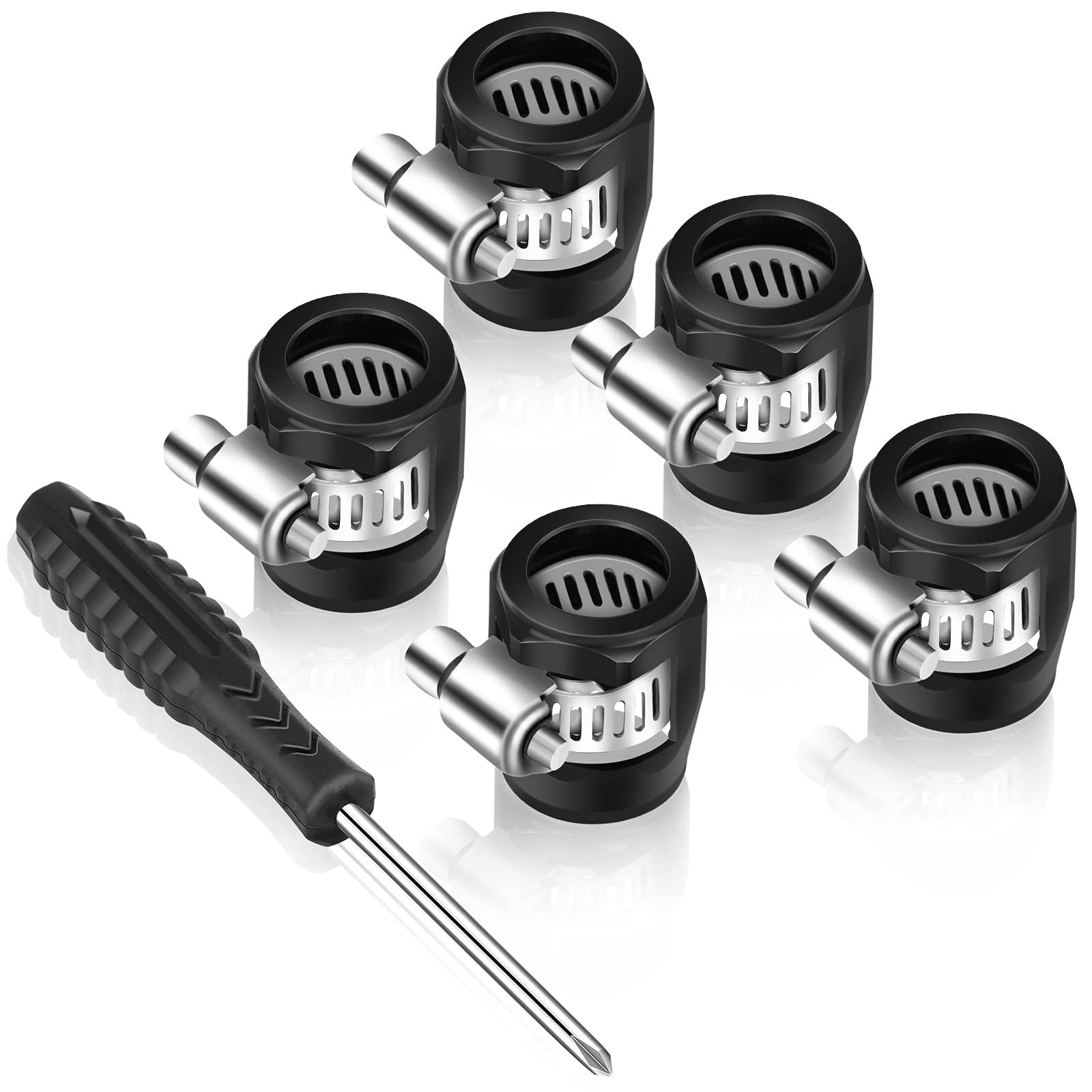 Thinkday Flexible Rubber Hose Pipe Clamps 6An Finisher Clamp With Screwdriver Black Pipe Finisher Clamps Hose Clamp Connectors F