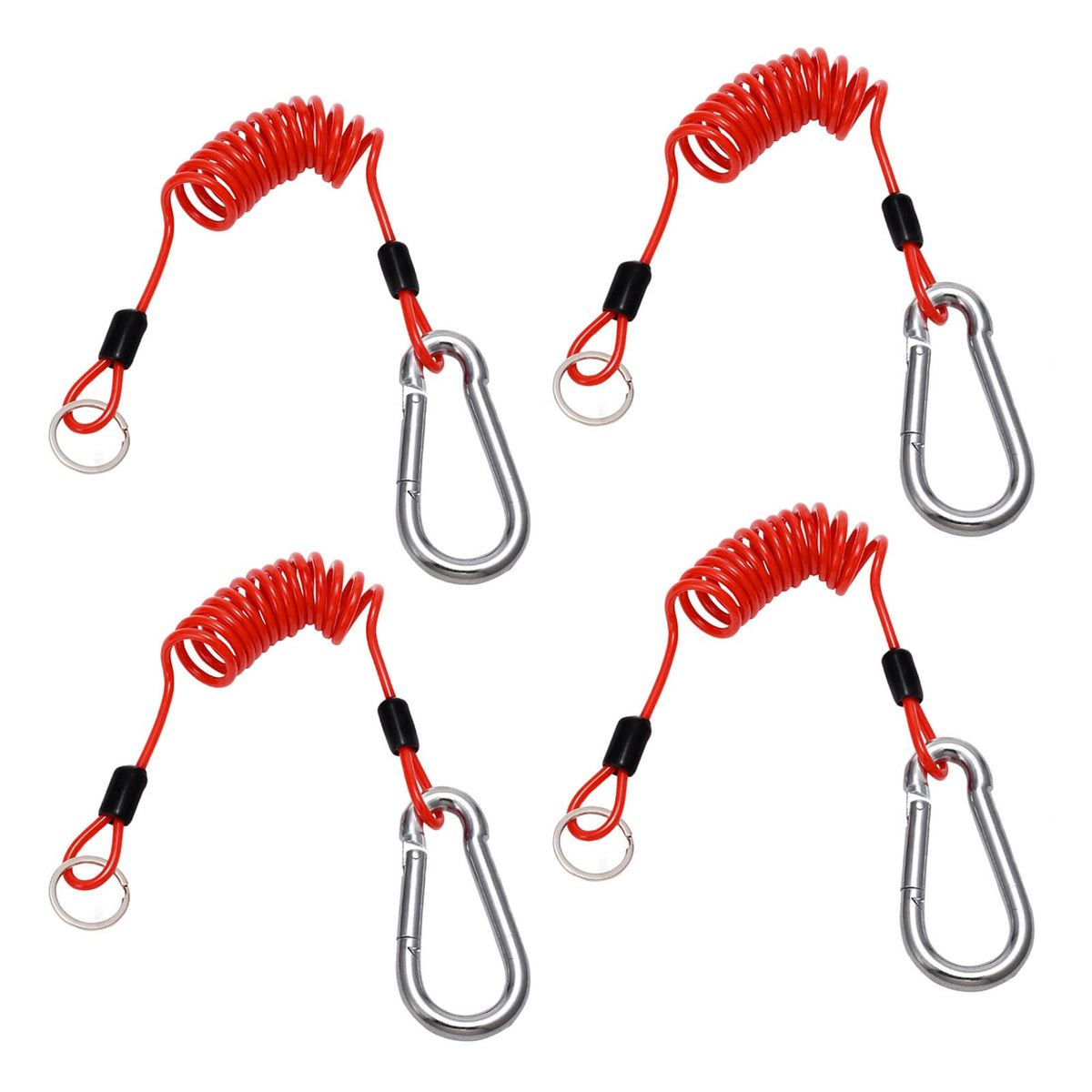 Fizlig 4 Foot Breakaway Trailer Cable - Trailer Brake Safety Cable Spring Towing Coiled Wire For Rv Trailer Emergency Camper (4 