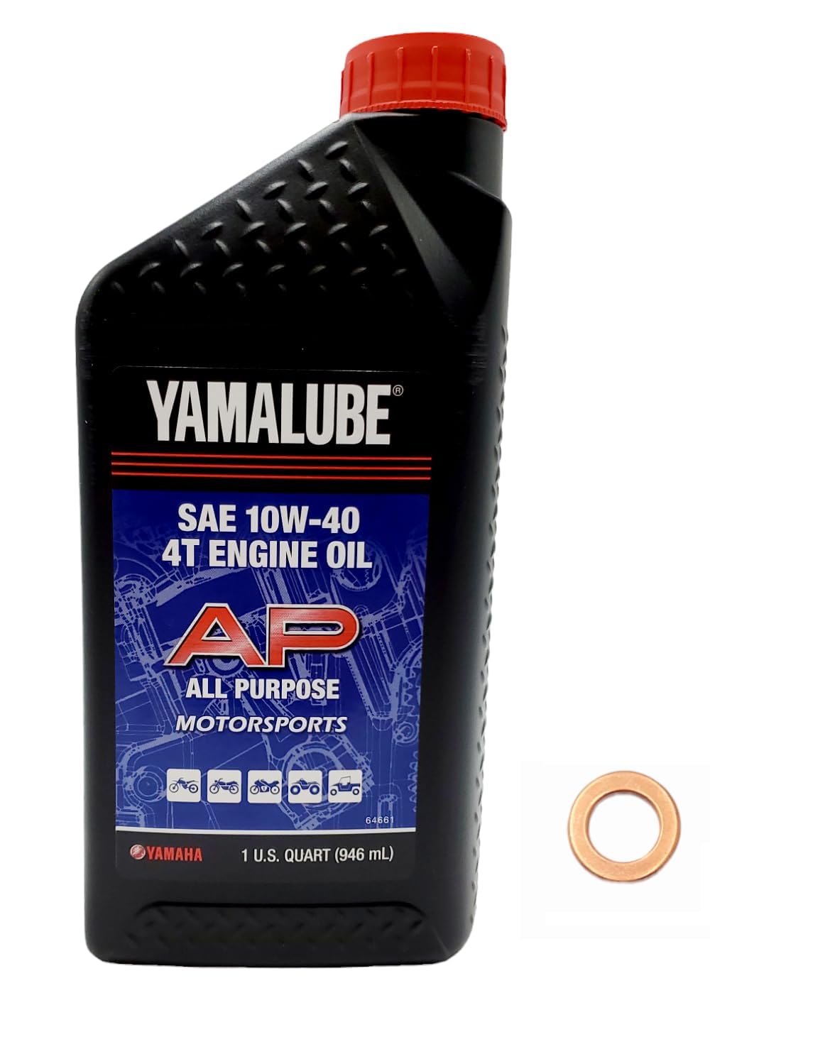 Yamaha YZ 125/125 X (2005-2024) all Models Crank/Transmisison Oil Kit Yamaha Part# LUB-10W40-AP-12, Crush Washer Part# 90430-101