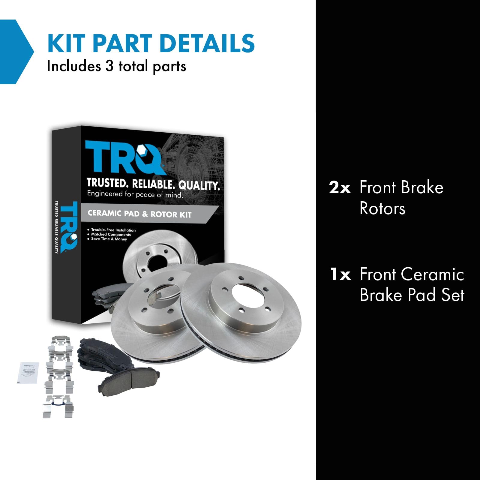 Trq Front Brake Pad & Rotor Kit Brake Pads Brake Rotor Ceramic Compatible With 2002-2005 Ford Explorer Mercury Mountaineer