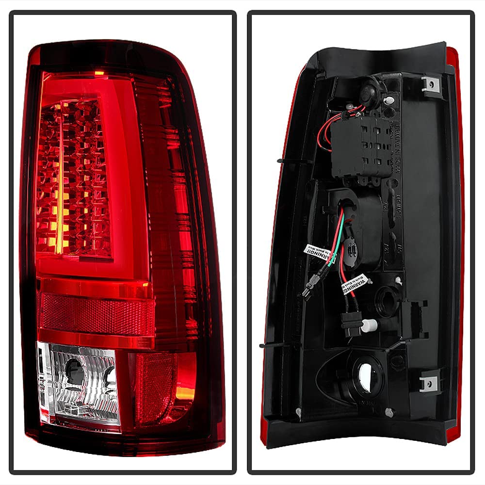 Acanii - For 2003-2006 Chevy Silverado 1500 2500Hd 3500 Red Clear Led Tube Tail Lights Brake Lamps Driver & Passenger