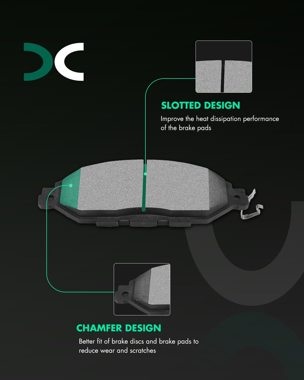 Scitoo Front Disc Brake Pad Set 4Pcs W/Hardware Fit For Infiniti For Jx35 2013,For Infiniti For Qx60 2014-2019,For Nissan For Mu