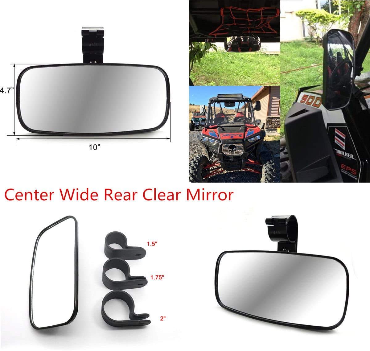 Coolboyer 1PCS UTV 1.5 1.75 2 Clamp Side Center Wide RearView Mirror Road Large Adjustable for Can-Am Commander 1000 For Polaris