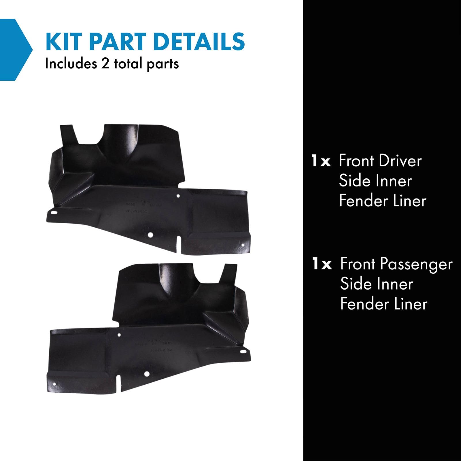 Trq Front Inner Fender Liner Set Compatible With 2004-2007 Pontiac Grand Prix Gm1249146 Gm1250134