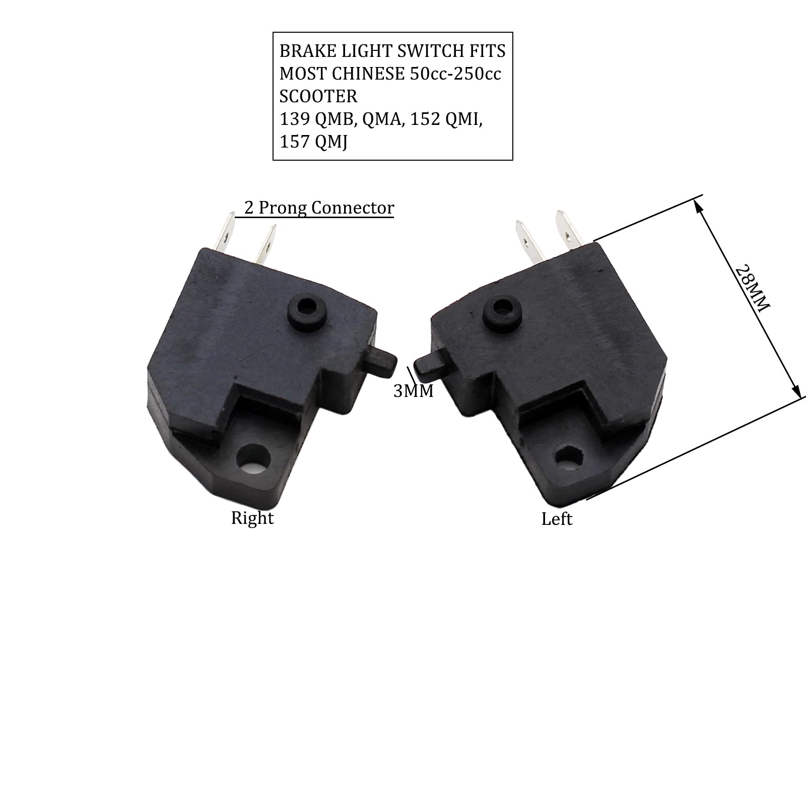 Left Right Brake Light Switch For Gy6 50Cc 125Cc 150Cc Qmb139 Qmj157 Chinese Scooter Moped Atv Peace Jonway Ssr (Left+Right)