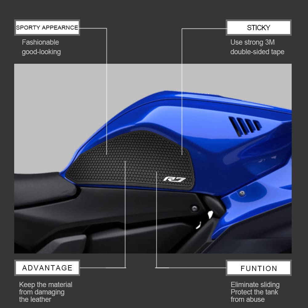 for YZFR7 R7 2022 2021 Motorcycle Tank Traction Pad Anti Slip Sticker Gas Knee Grip Protector