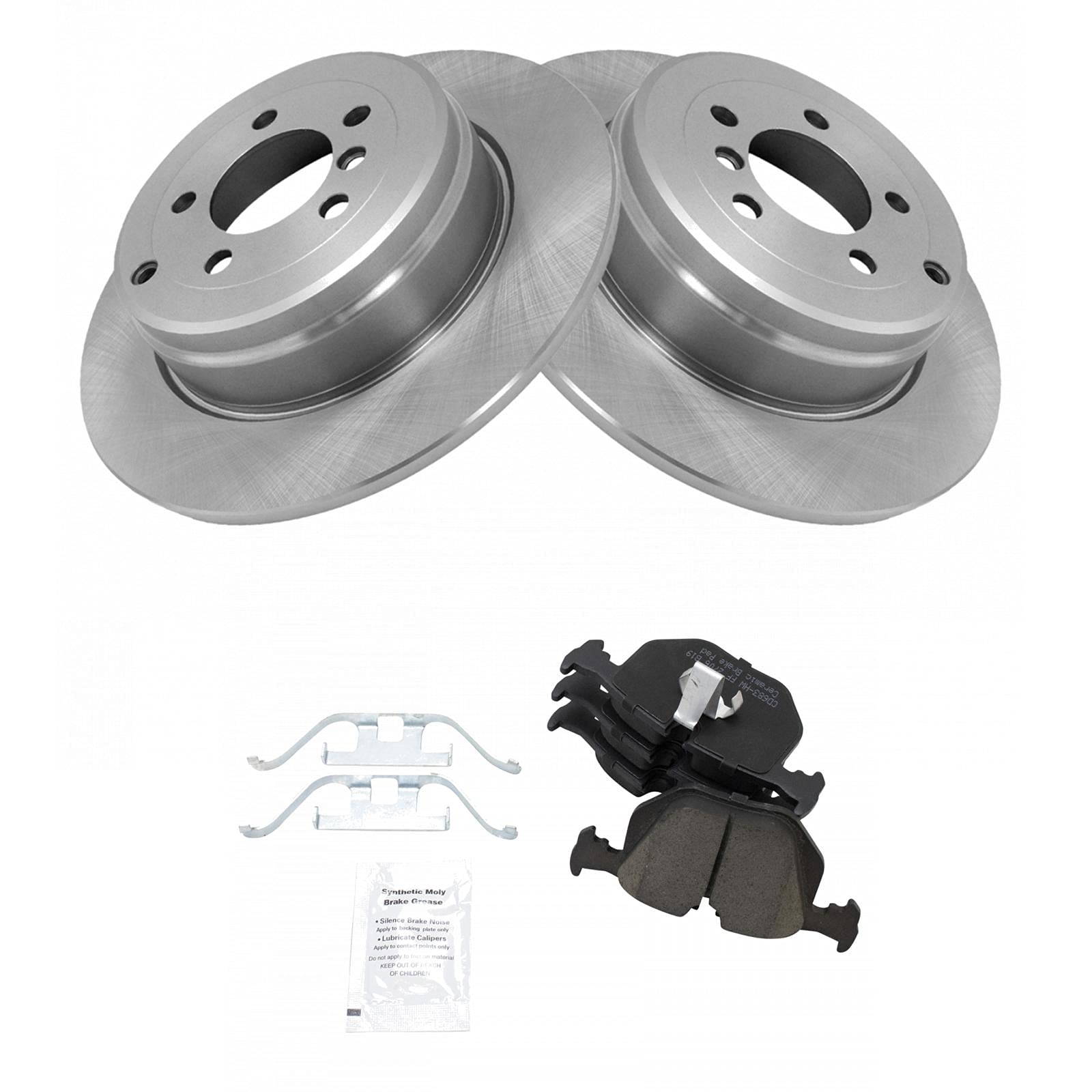 Trq Rear Brake Pad & Rotor Kit Brake Pads Brake Rotor Ceramic Compatible With 2003-2005 Land Rover Range Rover