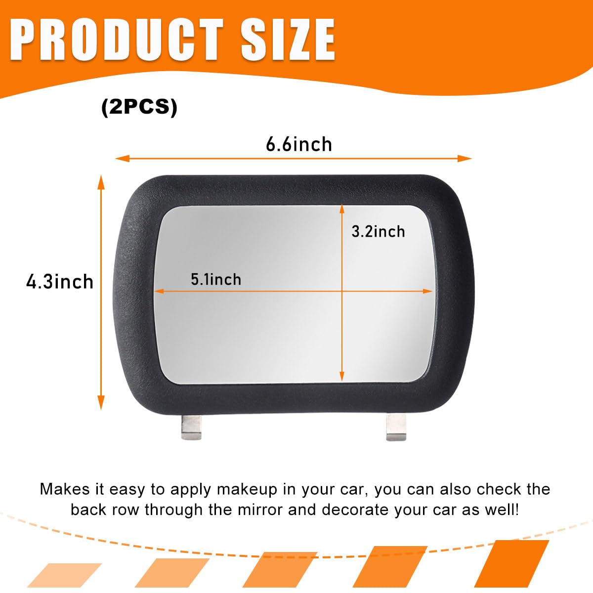 Povtii 2Pcs Car Sun Visor Vanity Mirror, Clip-On Automotive Makeup Sun-Shading Mirror, Vehicle Sun Visor Cosmetic Vanity Mirror