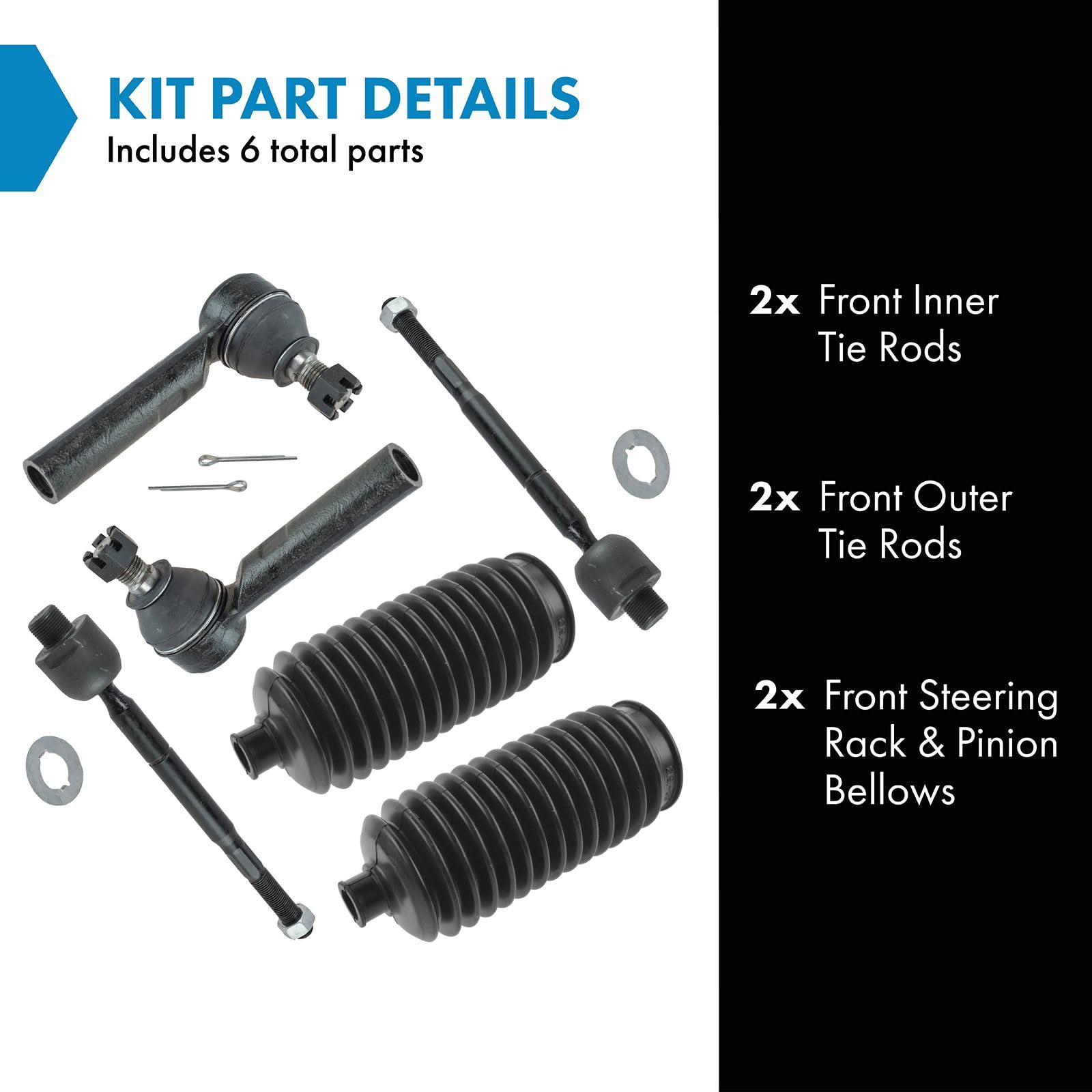 Trq Front Steering Kit Steering Rack & Pinion Bellow Tie Rod Compatible With 2003-2009 Lexus Gx470 Toyota 4Runner