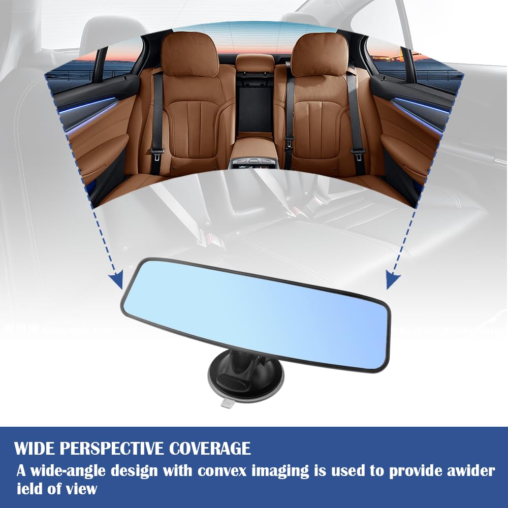 Suction Cup Rear View Mirror for Car,HD Wide Angle Car Mirror with Anti Glare & 360 Adjustable Design,Multifunctional Car Truck