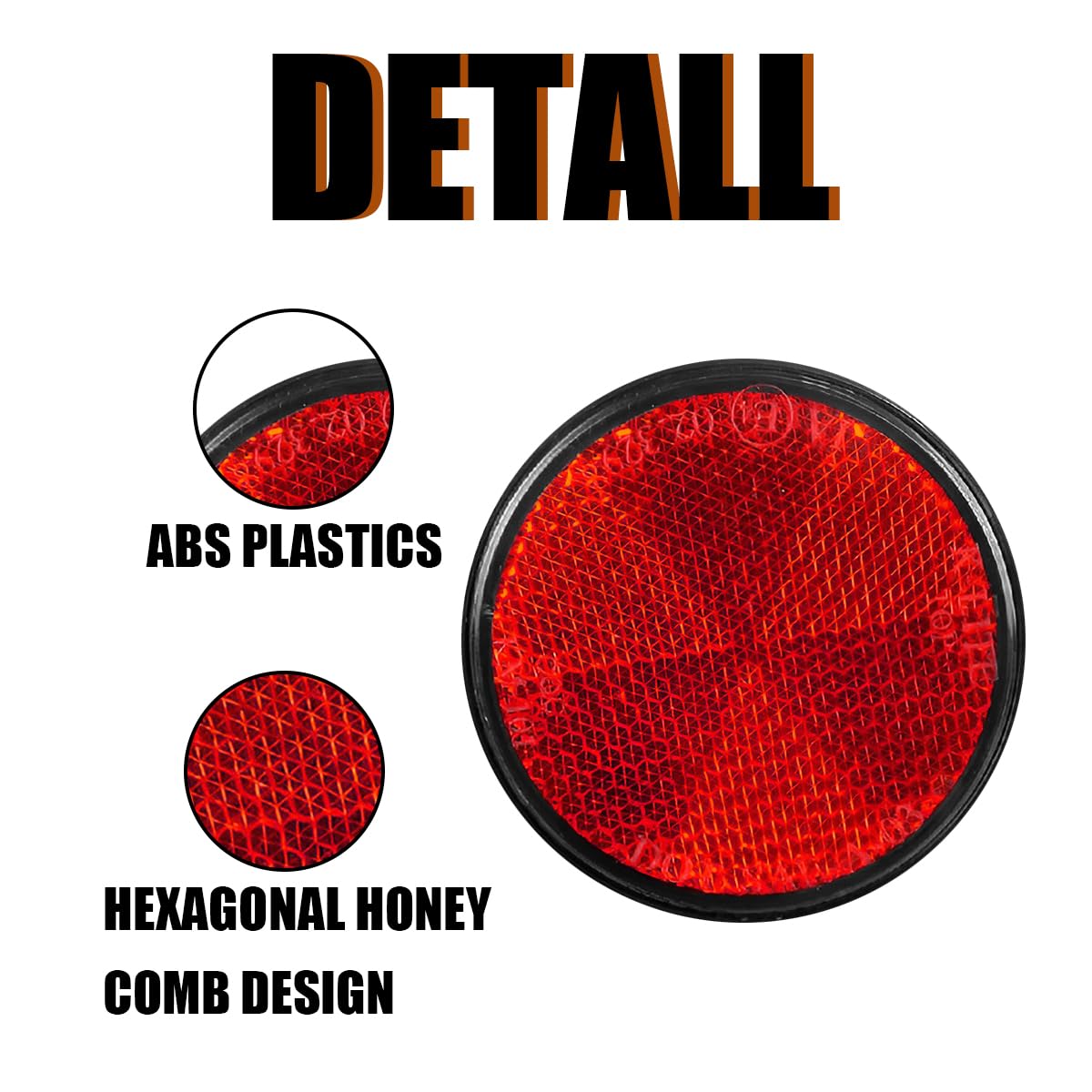 LKAHG 10 Pack Round Reflector, 2 Inch 60mm Reflective Warning Reflector, M6 Screw Mount, High Visibility Safety Side Marker for