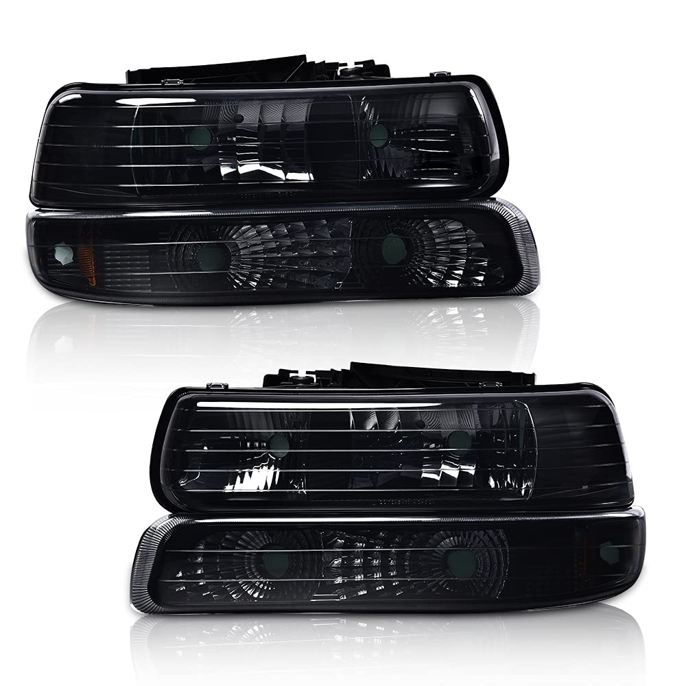 Pit66 Headlight Assembly Compatible With 1999-2002 Chevy Silverado 1500 2500/ Fit 01-02 Silverado 1500Hd 2500Hd 3500/ Fit 00-06