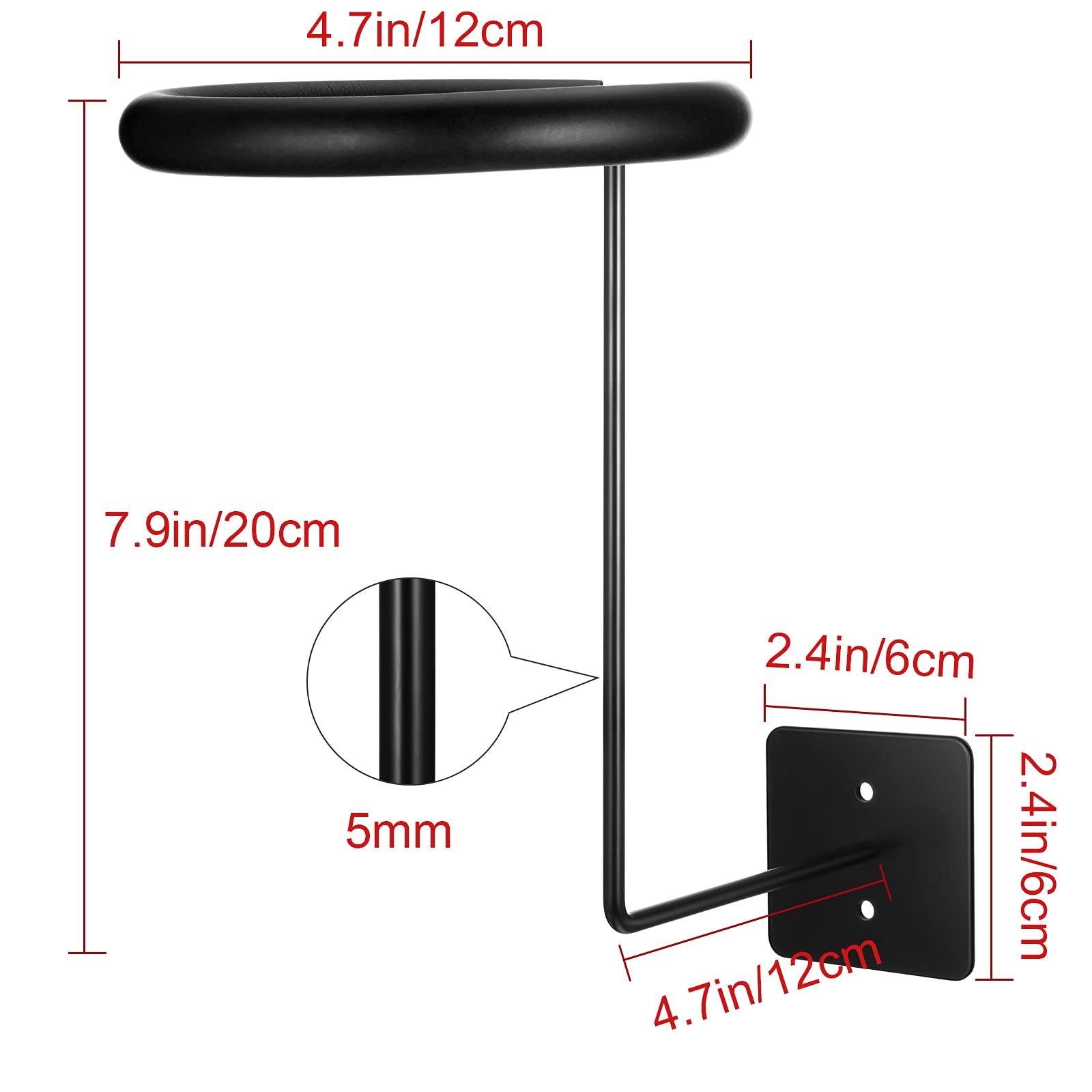 Wall-Mounted Motorcycle Accessories Black Helmet Holders Metal Helmet Hangers Multifunctional Helmet Racks With Sponge Tubes And Expansion Screws For Basketball Hat Cap (8 Pieces)