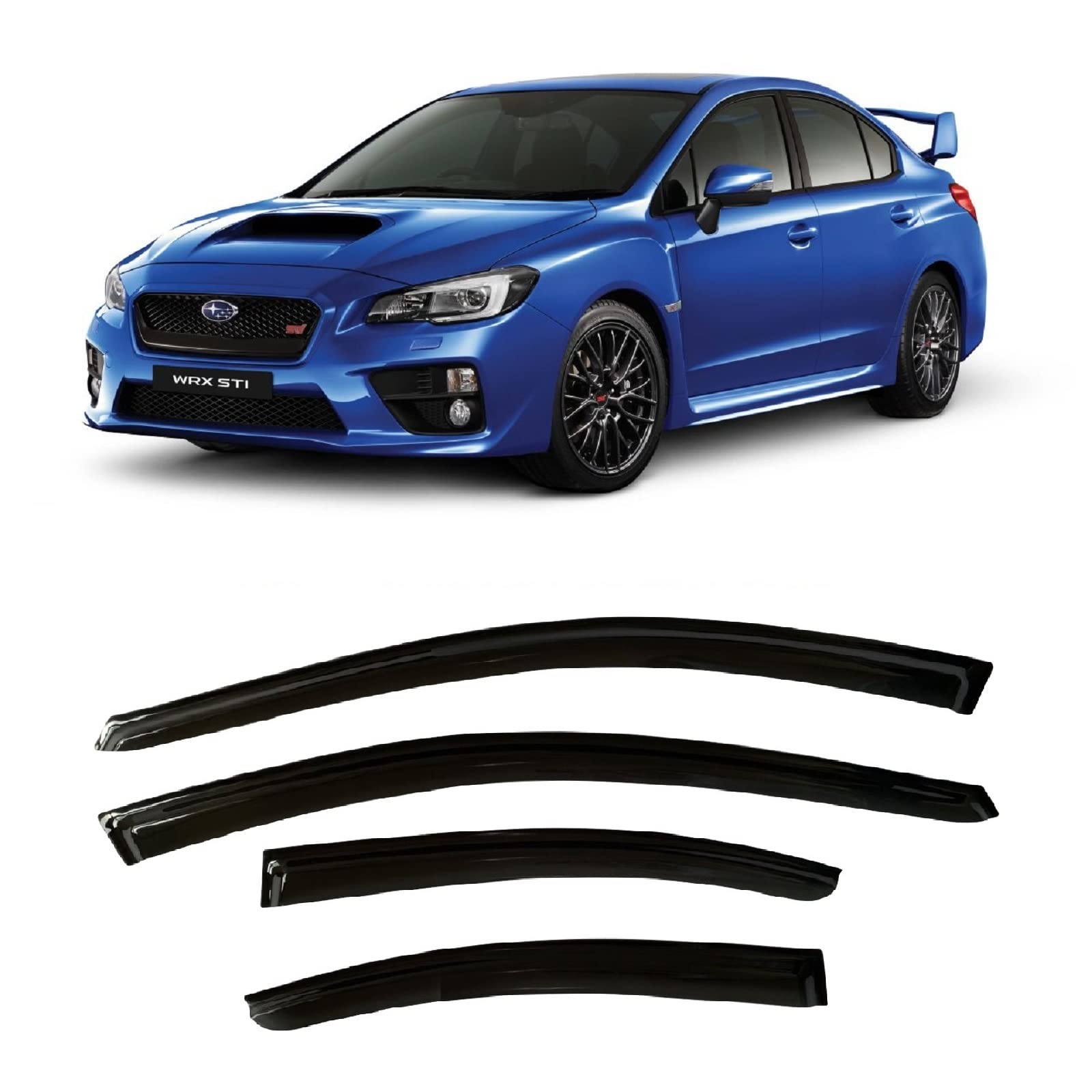 2015-2021 Tape-On Side Window Visor Deflectors For Subaru Wrx Rain Guards Premium Limited Sti Tinted Protectors 2016 2017 2018 2