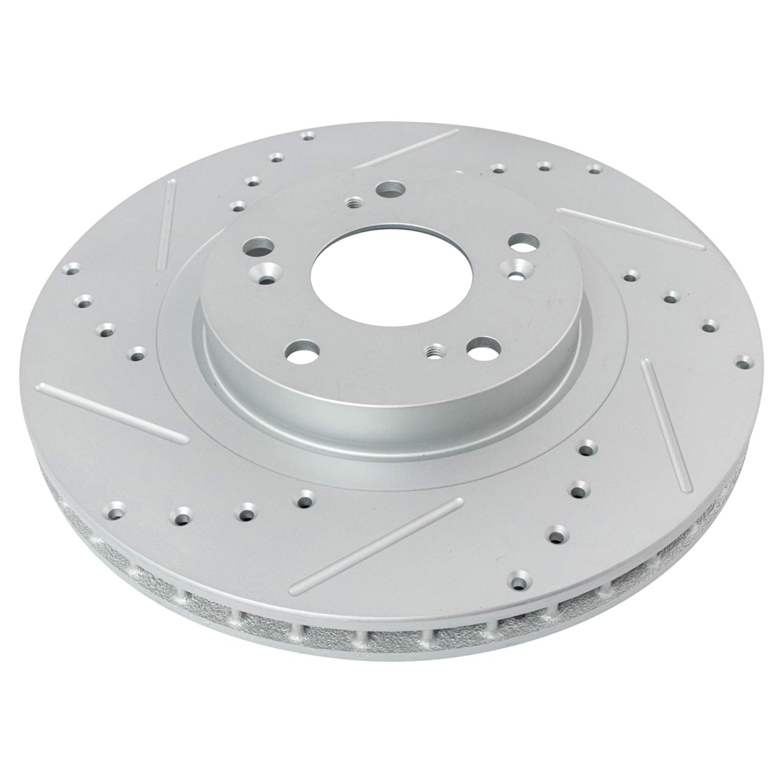 Trq Front Performance Brake Rotors Set Premium G-Coated Cross Drilled & Slotted Compatible With 2002-2006 Acura Rsx 2006-2011 Ho