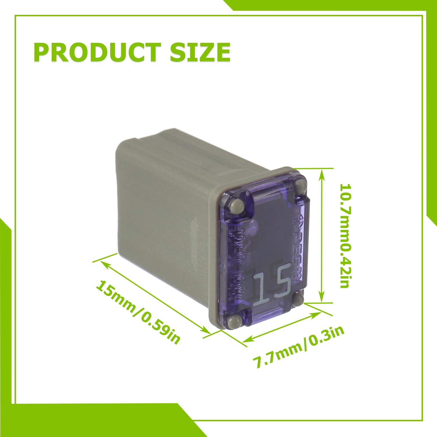 EPLZON 15A 15AMP 32V FMM MCASE 608815 Micro Cartridge Fuses Low-Profile Fuses Kit(Pack of 10pcs)