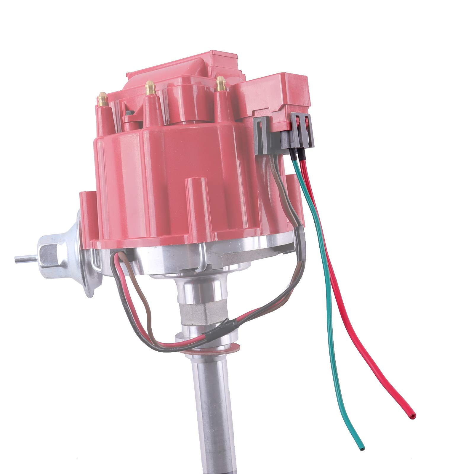 Mas Performance Hei Distributor With Red Cap And Wiring Kit Including 65K Coil Compatible With Chevy 305-454 Chevrolet C10 Gmc Sbc Bbc 350-400 4.3L 5.0L 5.7L 6.6L 7.4L