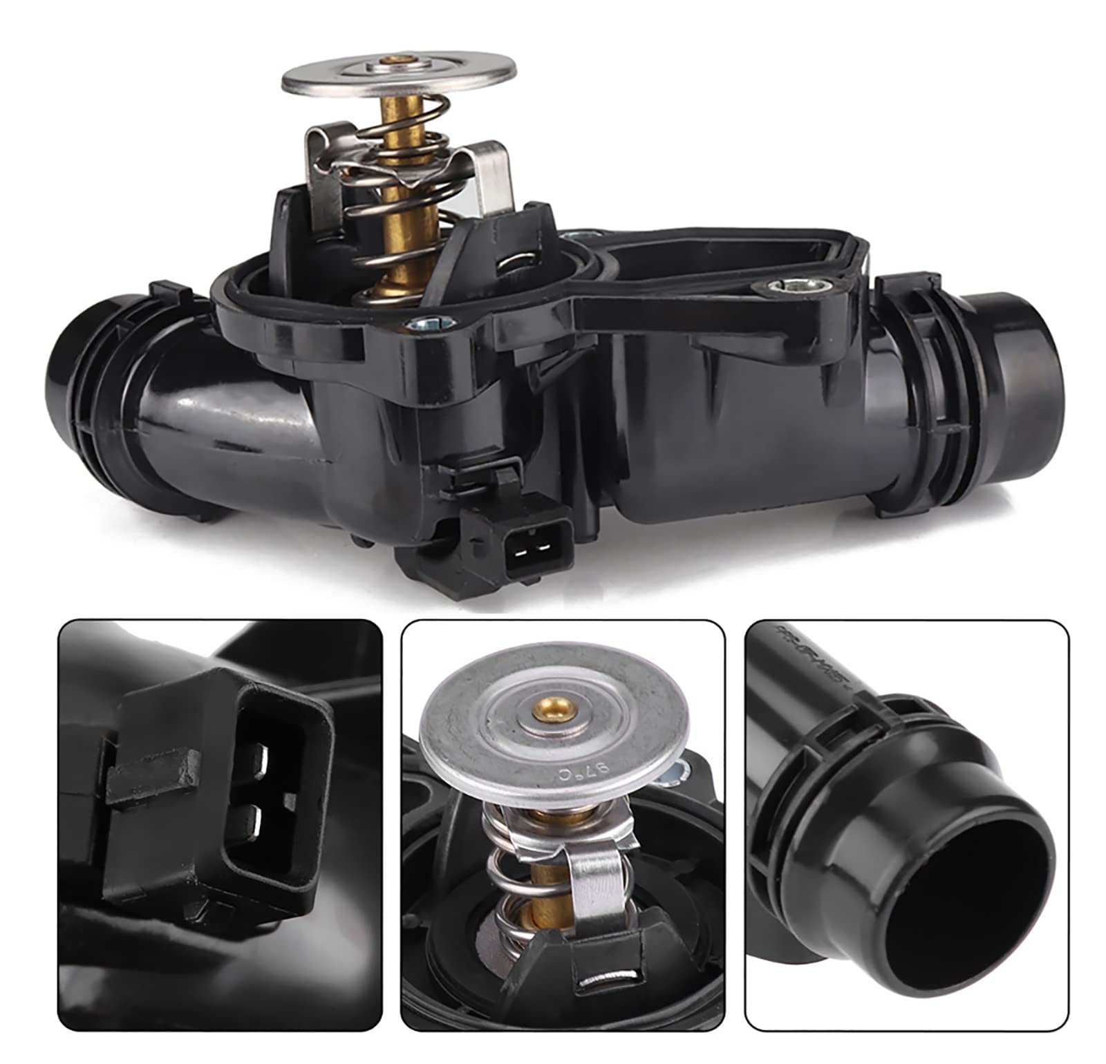 Thermostat Assembly With Housing Compatible With Bmw E46 E39 X5 X3 Z3 Z4 325I 330I 525I 530I,Thermostat Housing Assembly, Replace # 11537509227 11530139877 11531437040 11531436823 11534509763