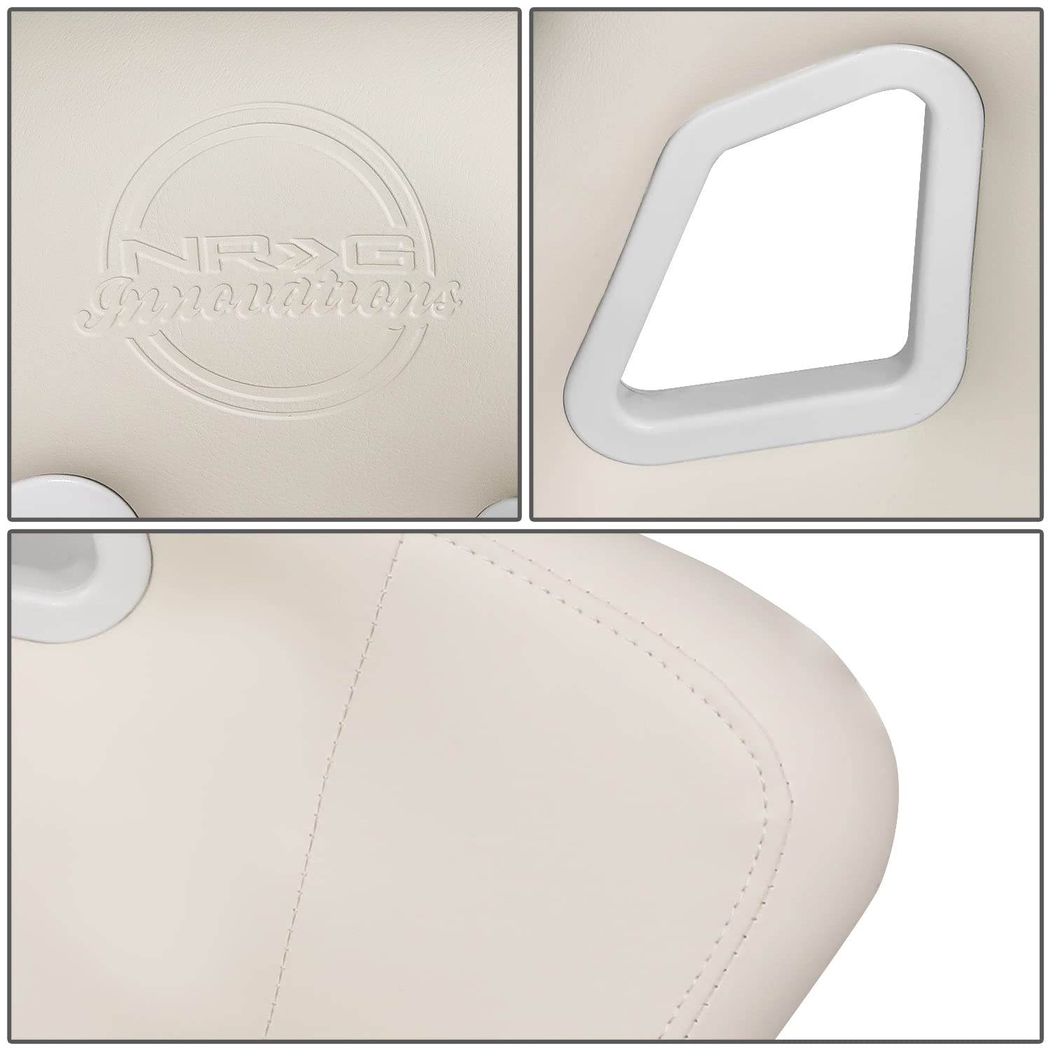 Nrg Innovations Frp-302Wt-V Universal Vinyl Fixed Back Bucket Racing Seat With Bottom Mount Bracket(Large), White Seat Cover, 21