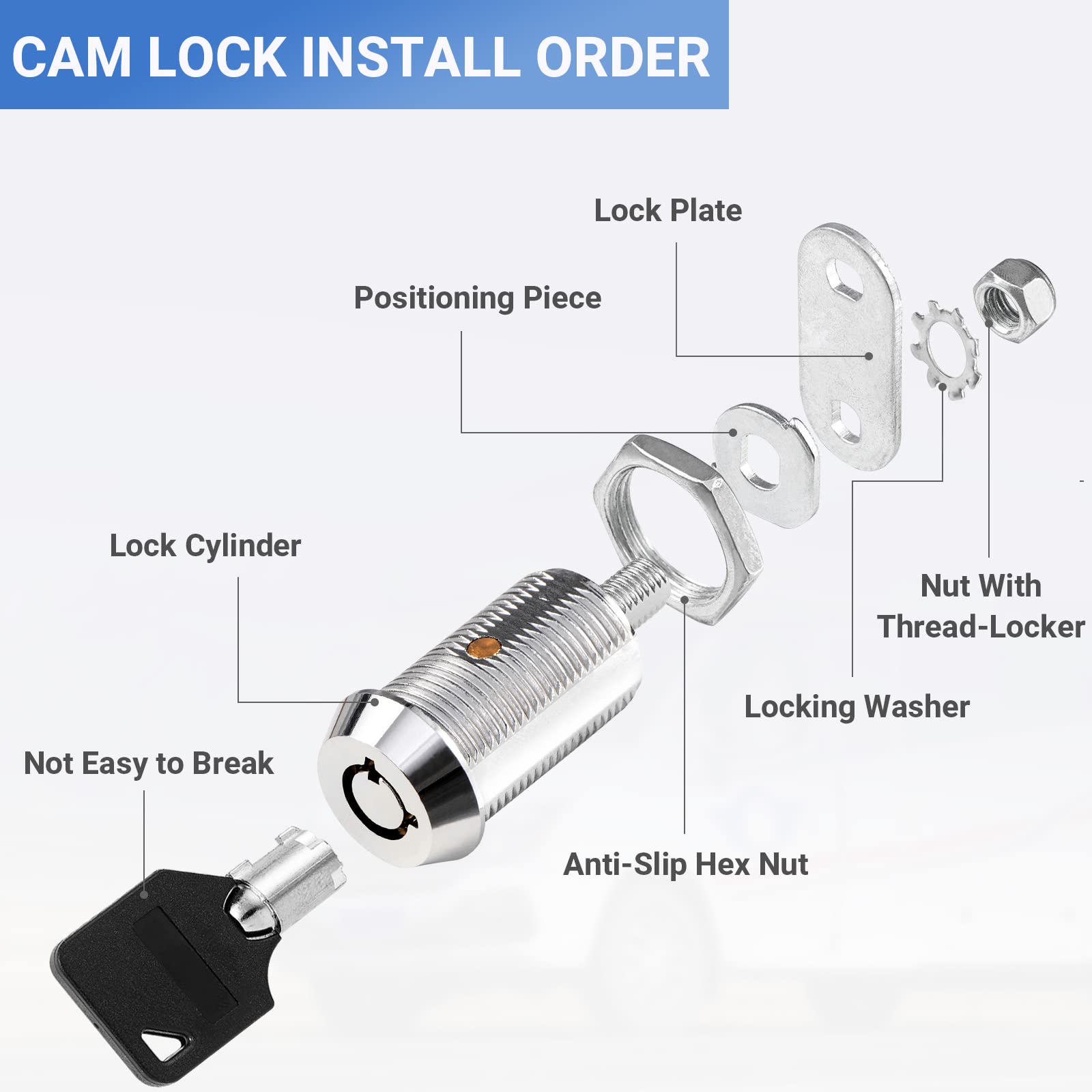Sissinda RV Storage Locks Keyed Alike, 1-1/8" Chrome Metal, 6-Pack for Camper Trailer