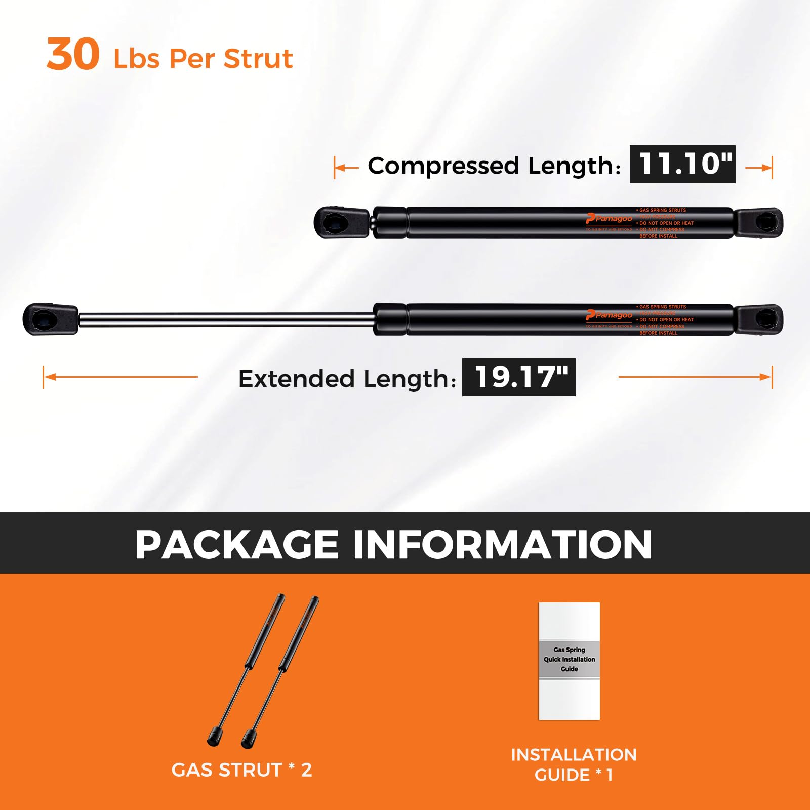 C1623298 20 Inch 30 Lb/133N Gas Struts Shocks Spring Lift Support For Rv Bed Cabinet Door Tonneau Cover Camper Rear Window Cargo