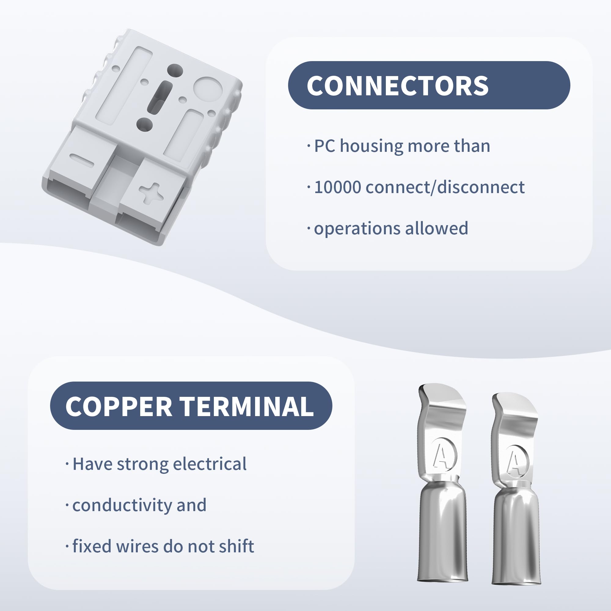 Rvboatpat 4Pcs 50Amp Battery Quick Connect/Disconnect Connector,6 To 12 Gauge Battery Cable Connector, Wire Harness Plug Kit 12