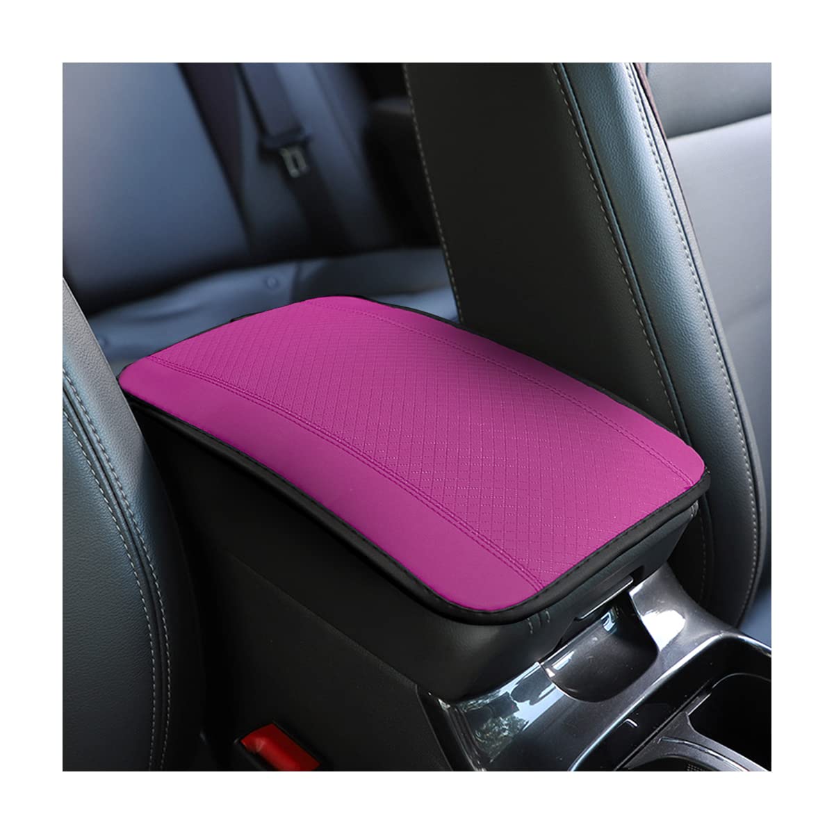 8Sanlione Car Armrest Storage Box Mat, Fiber Leather Car Center Console Cover, Car Armrest Seat Box Cover Accessories Interior Protection For Most Vehicle, Suv, Truck, Car (Purple)