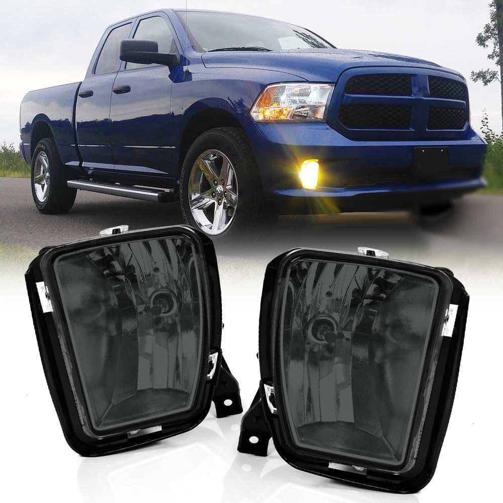 IKON MOTORSPORTS Fog Lights, Compatible With 2013-2018 Ram 1500 & 2019-2023 Ram 1500 Classic Pickup Truck, Passenger & Driver Si