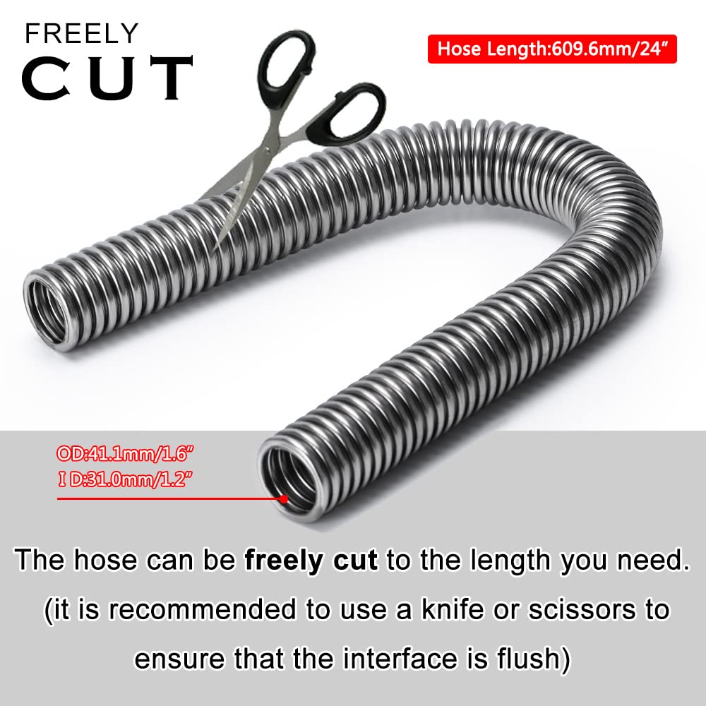 Hypertune Universal 24'' Stainless Steel Radiator Flexible Coolant Water Hose Kit W/ Cap Clamp Silver