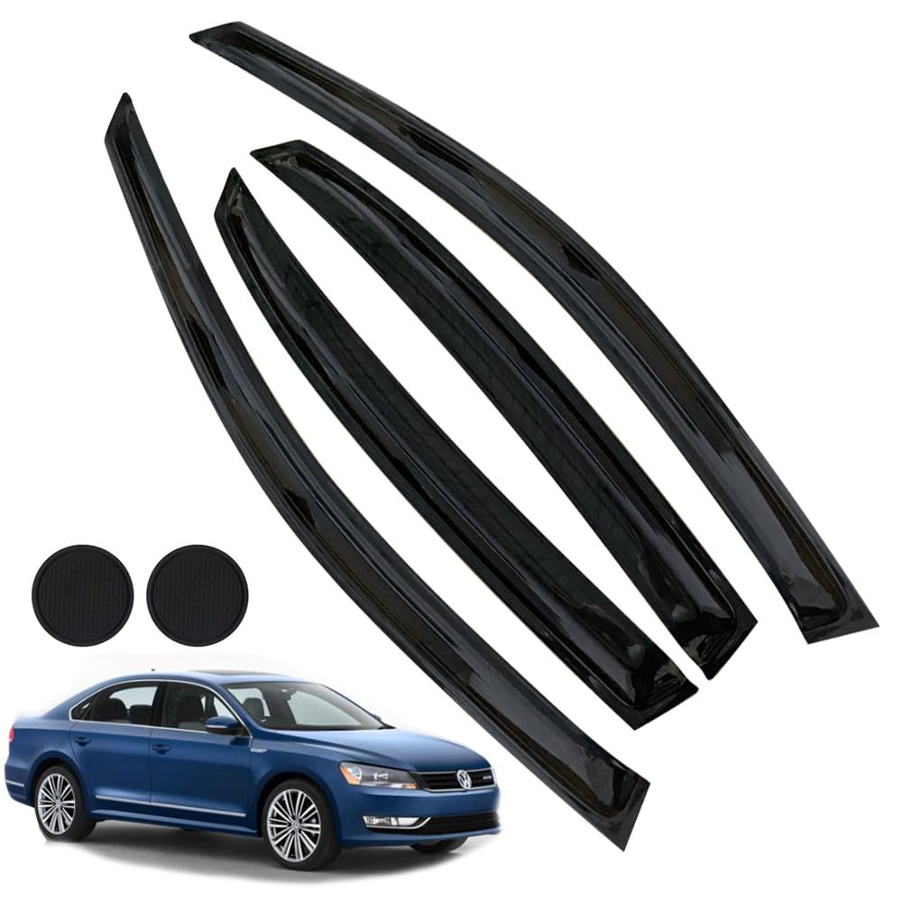 Rain Guards For Volkswagen Passat 2011-2018, Tape-On Side Window Deflectors For Volkswagen Passat, Window Visors For Volkswagen