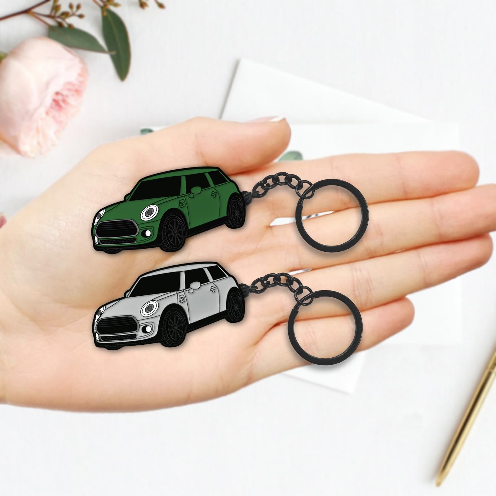 Glahorse For Mini Cooper Keychain，For Mini Cooper/Cooper S Accessories 2014-2022，Metal Keychain (Grey)