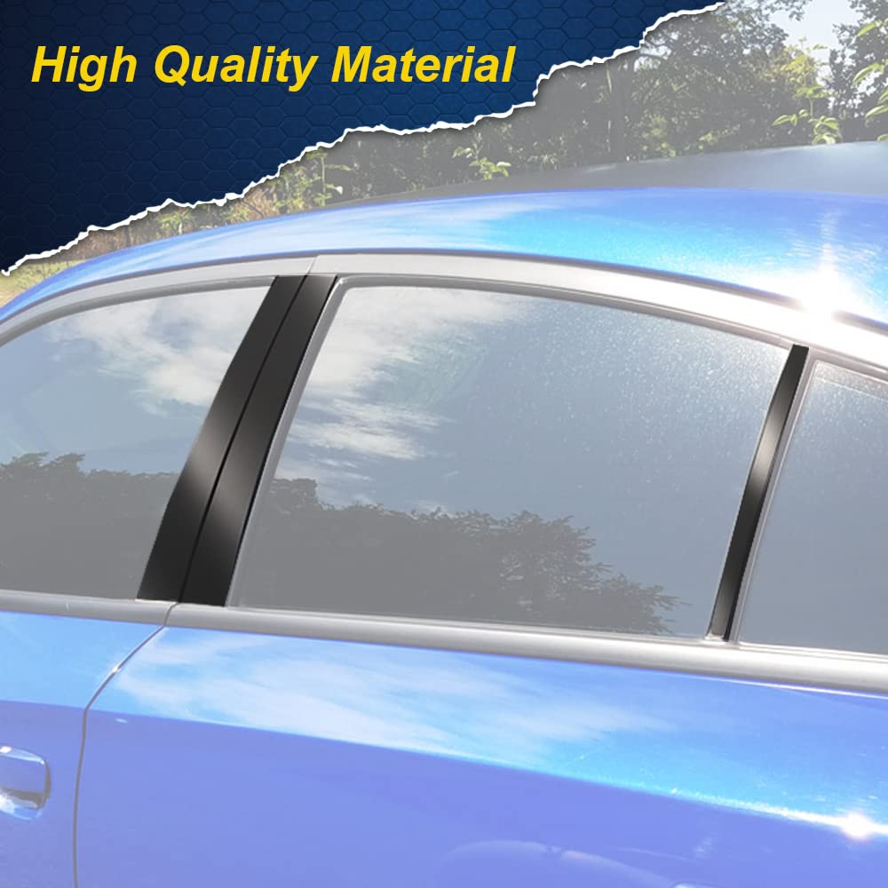 PIT66 Pillar Posts Trim, Compatible with 11-14 Dodge Charger Window Piano Cover 6 Pcs
