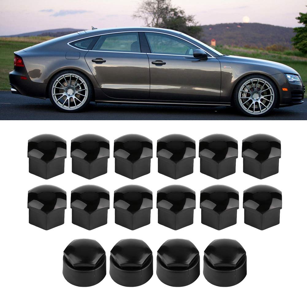 For Audi Lug Nut Covers Senyar 20Pcs 17Mm Car Wheel Bolt Nut Cover, Universal Covers Caps Auto Hub Screw Protection Anti-Theft Cover Cap For Auto (Black)