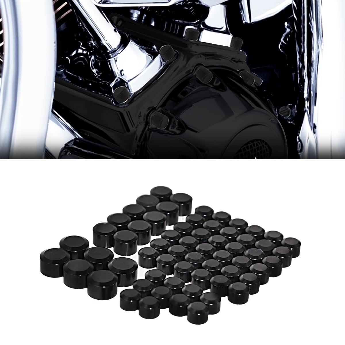 Motorcycle Bolt Covers Head Bolt Toppers Caps Black Kit for Harley 2017-2023 Touring Road King Street Glide Road Glide 2018-2023