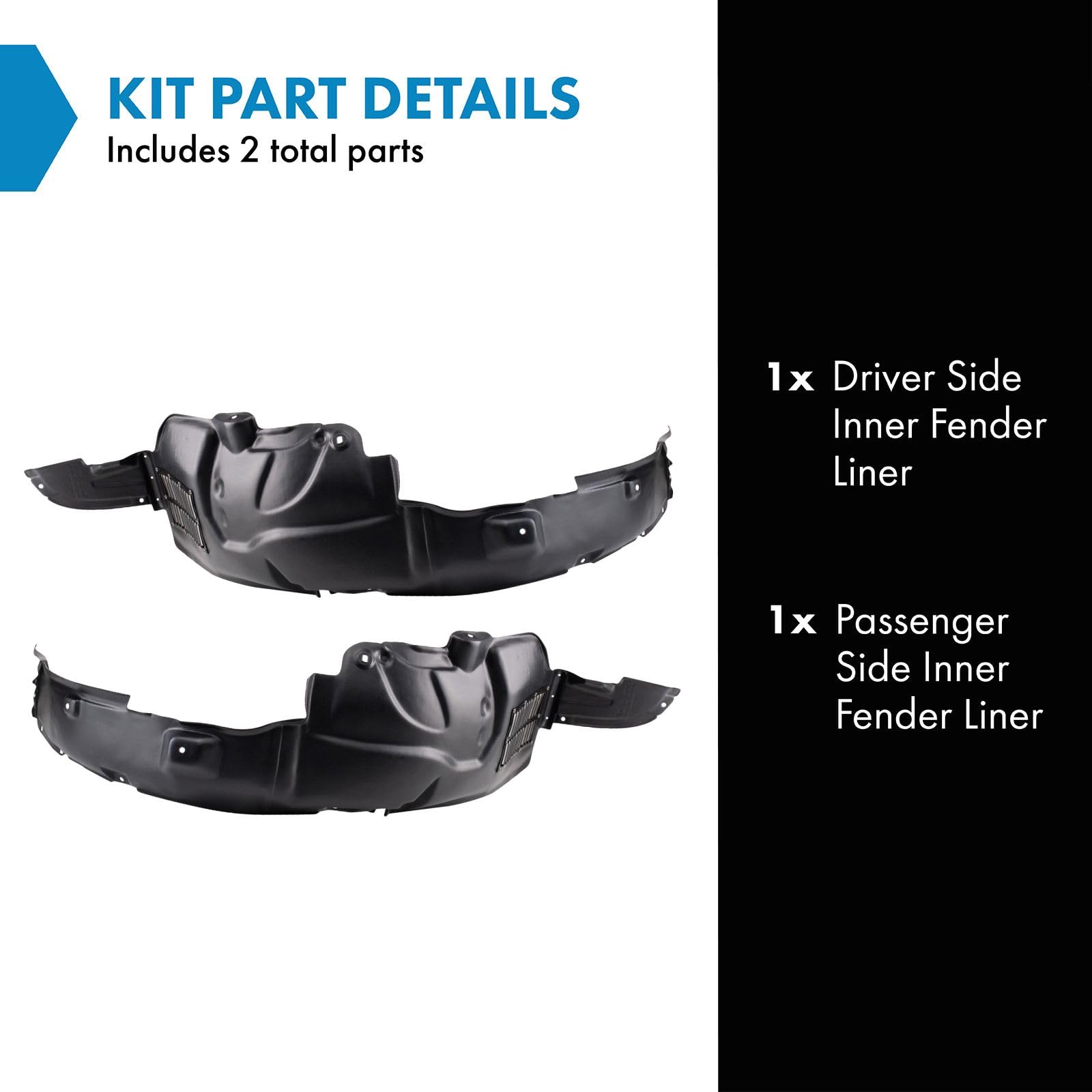 Trq Inner Fender Liner Set Compatible With 2009-2010 Kia Optima Ki1248116 Ki1249116