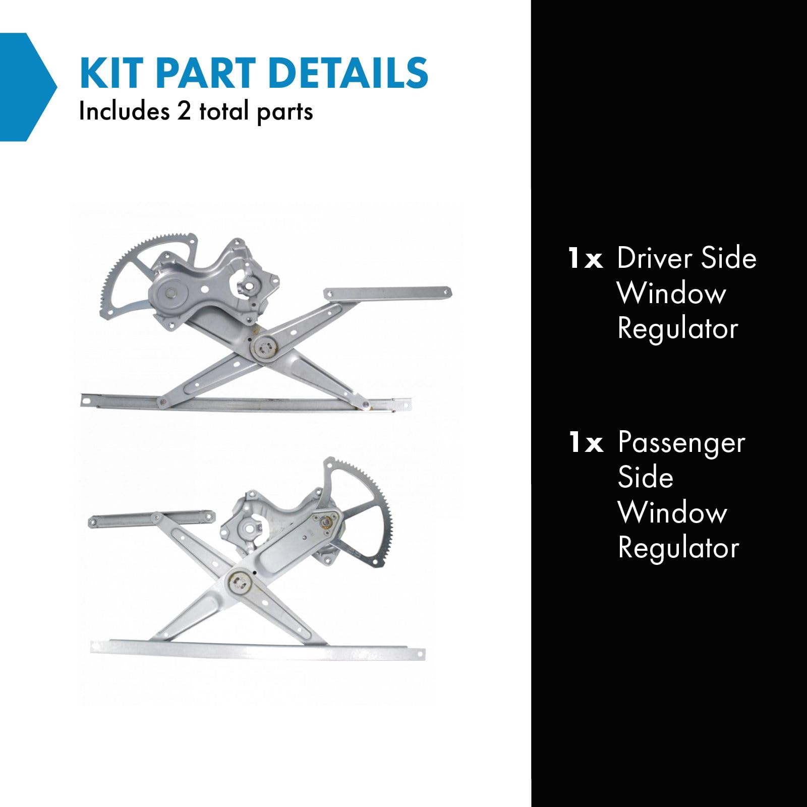 Trq Driver & Passenger Side Power Window Regulator Set Compatible With 2014-2019 Toyota Corolla Highlander 2016-2020 Tacoma