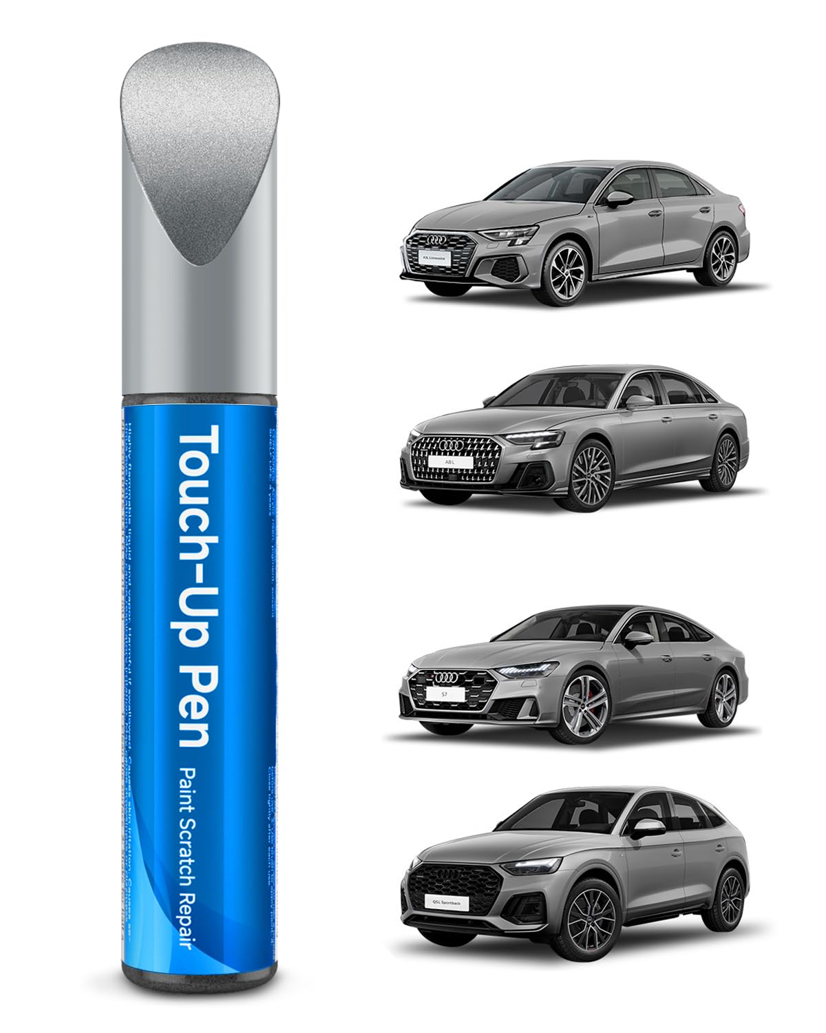 Teslaunch LX7W Ice Silver Metallic Touch Up Paint Compatible With Audi Exact Match Car Paint Pen Scratch Repair