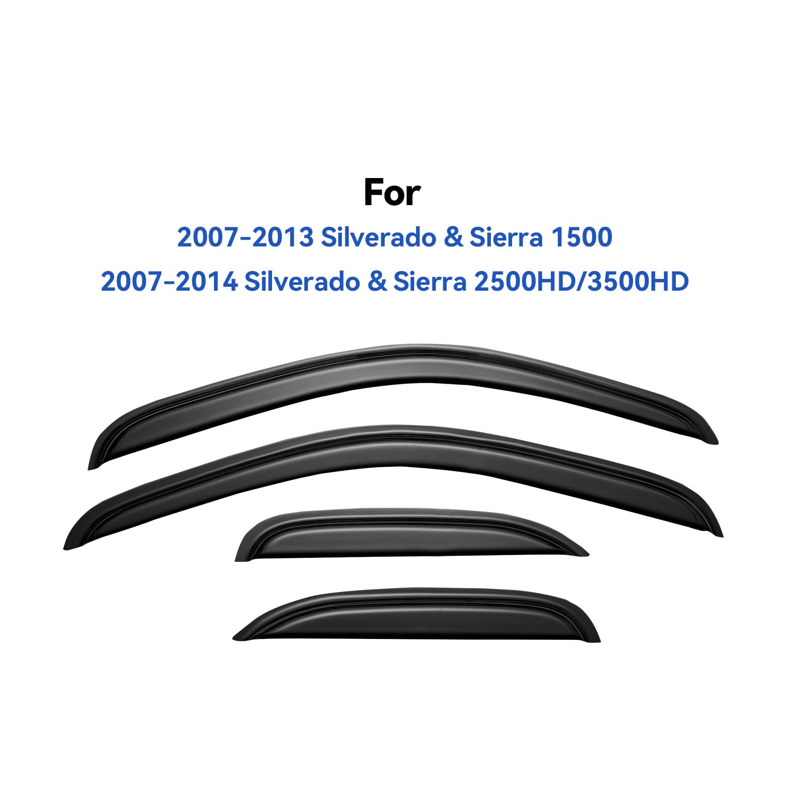 Window Visors Rain Guards For 2007-2013 Chevy Silverado/Gmc Sierra 1500, Window Vent Wind Deflectors Visors Shades For 07-14 Sil