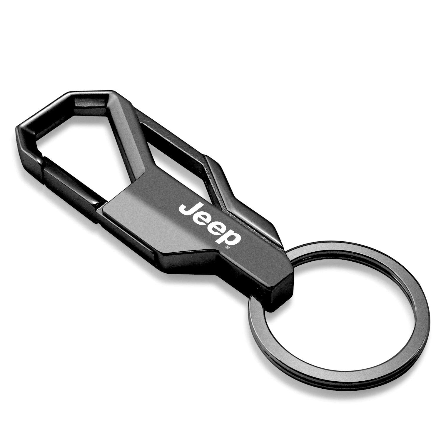 iPick Image Compatible with Jeep Gunmetal Black Carabiner-Style Snap Hook Metal Key Chain