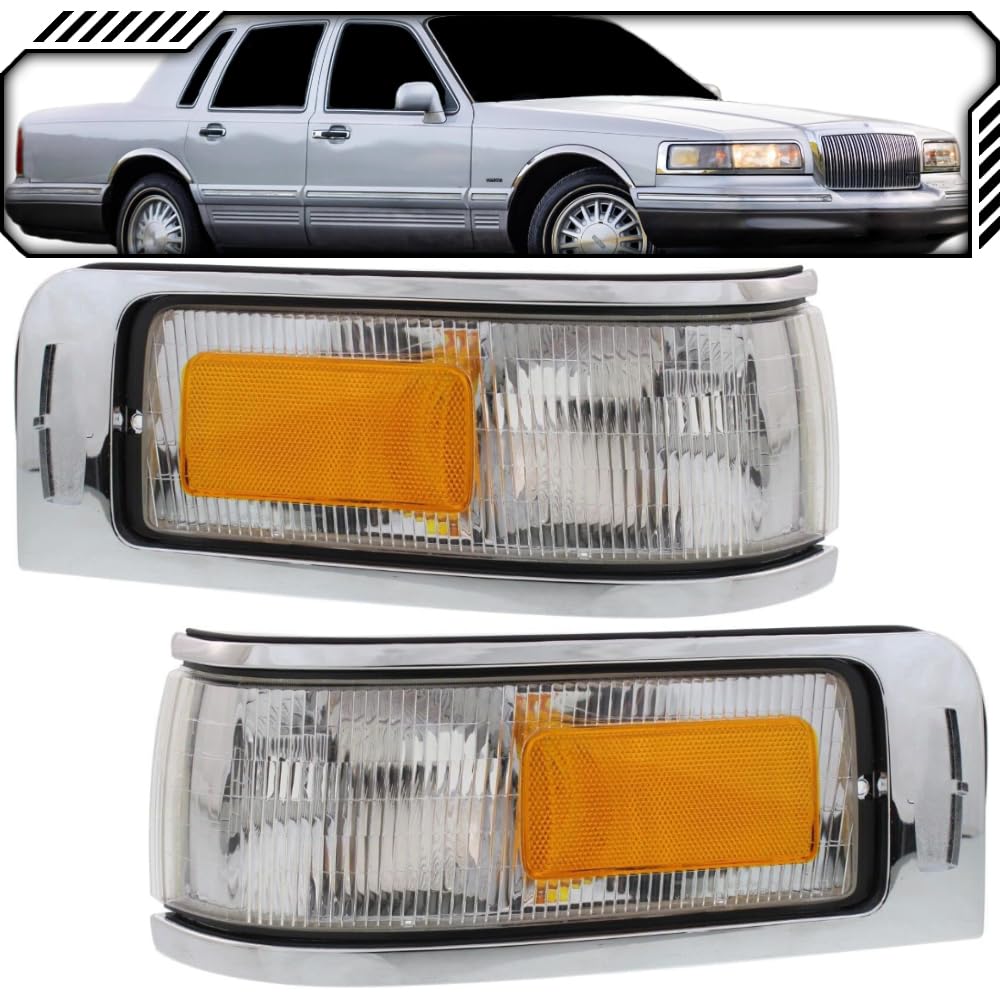 Epic Lighting Oe Style Halogen Corner Lights W/Emblem Provision Assembly Replacement For Ford 95-97 Town Car [ Fo2550132 Fo25511