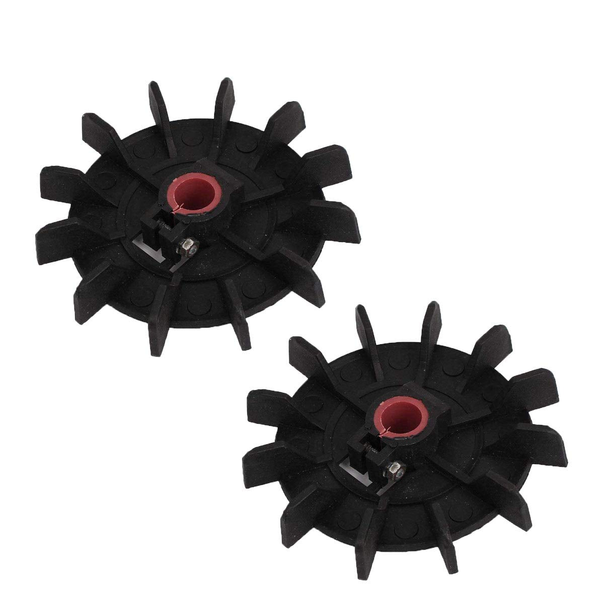 Xmhf Round Shaft Replacement Black Plastic 12 Impeller Motor Fan Vane Wheel 2 Pcs