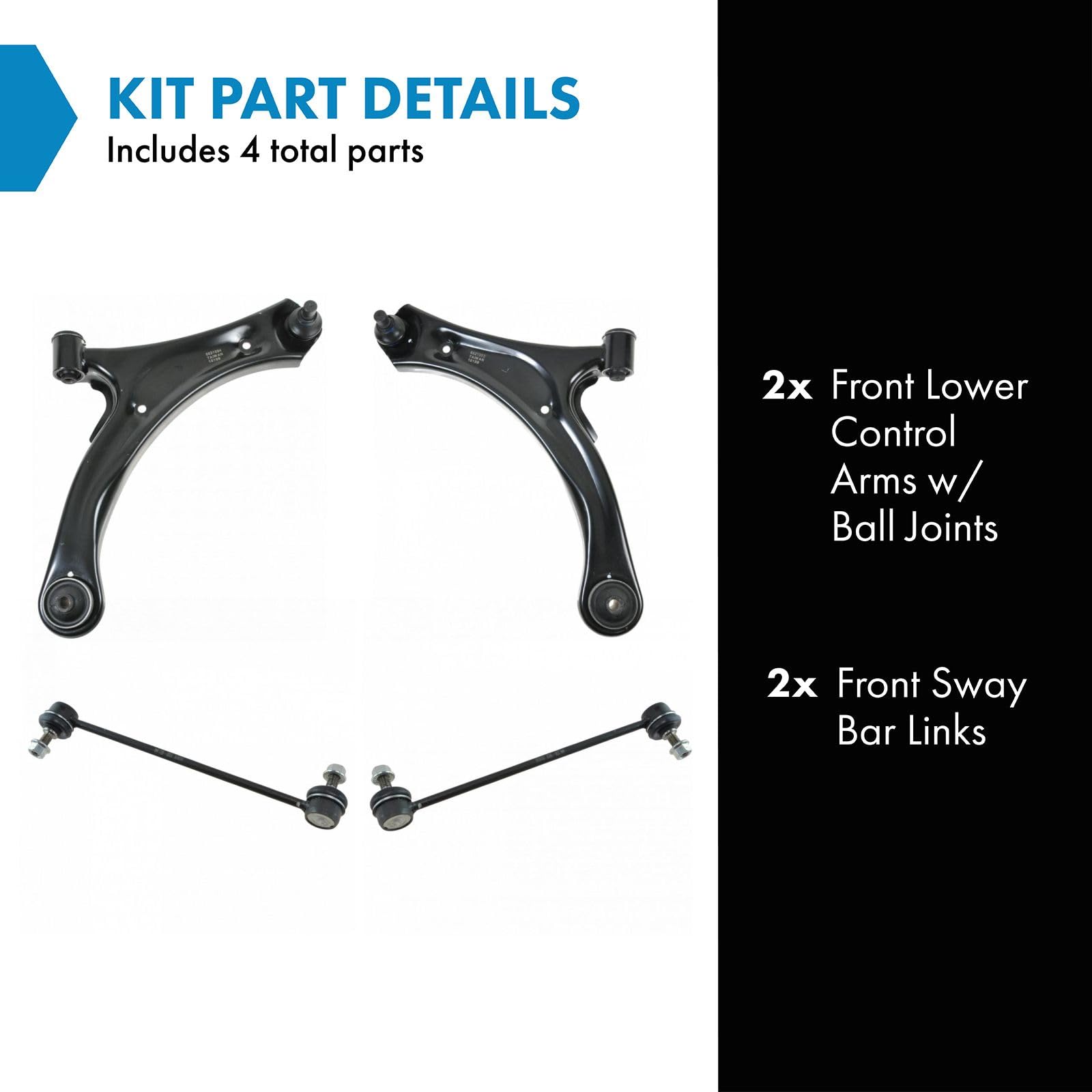 Trq Front Suspension Kit Control Arm With Ball Joint Sway Bar Stabilizer Link Compatible With 2004-2007 Suzuki Aerio
